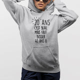 Sweat Capuche Adulte Anniversaire 20 ans Gris