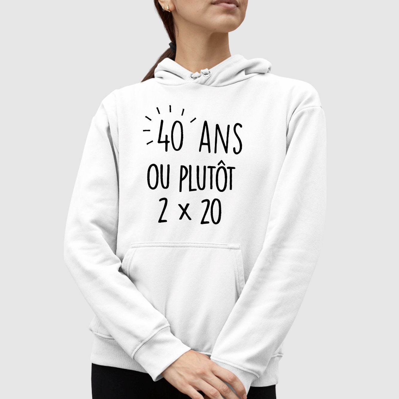 Sweat Capuche Adulte Anniversaire 40 ans Blanc