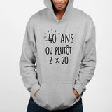 Sweat Capuche Adulte Anniversaire 40 ans Gris