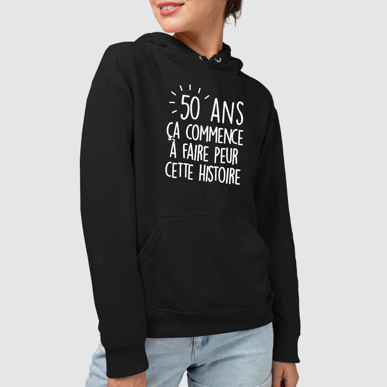 Sweat Capuche Adulte Anniversaire 50 ans Noir