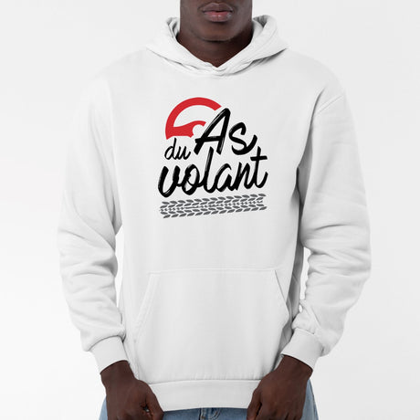 Sweat Capuche Adulte As du volant Blanc