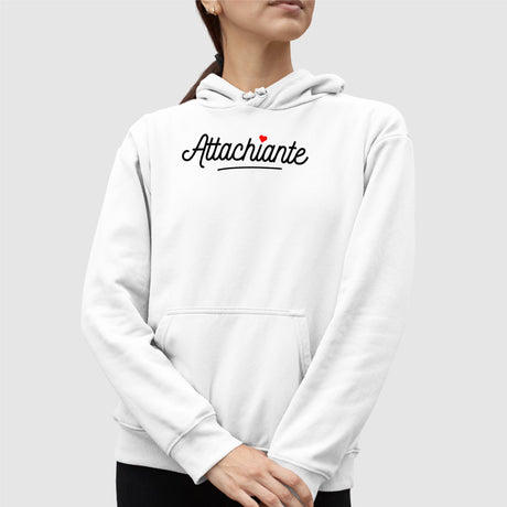 Sweat Capuche Adulte Attachiante Blanc