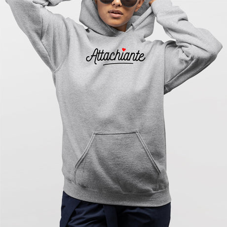 Sweat Capuche Adulte Attachiante Gris