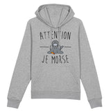 Sweat Capuche Adulte Attention je mords 