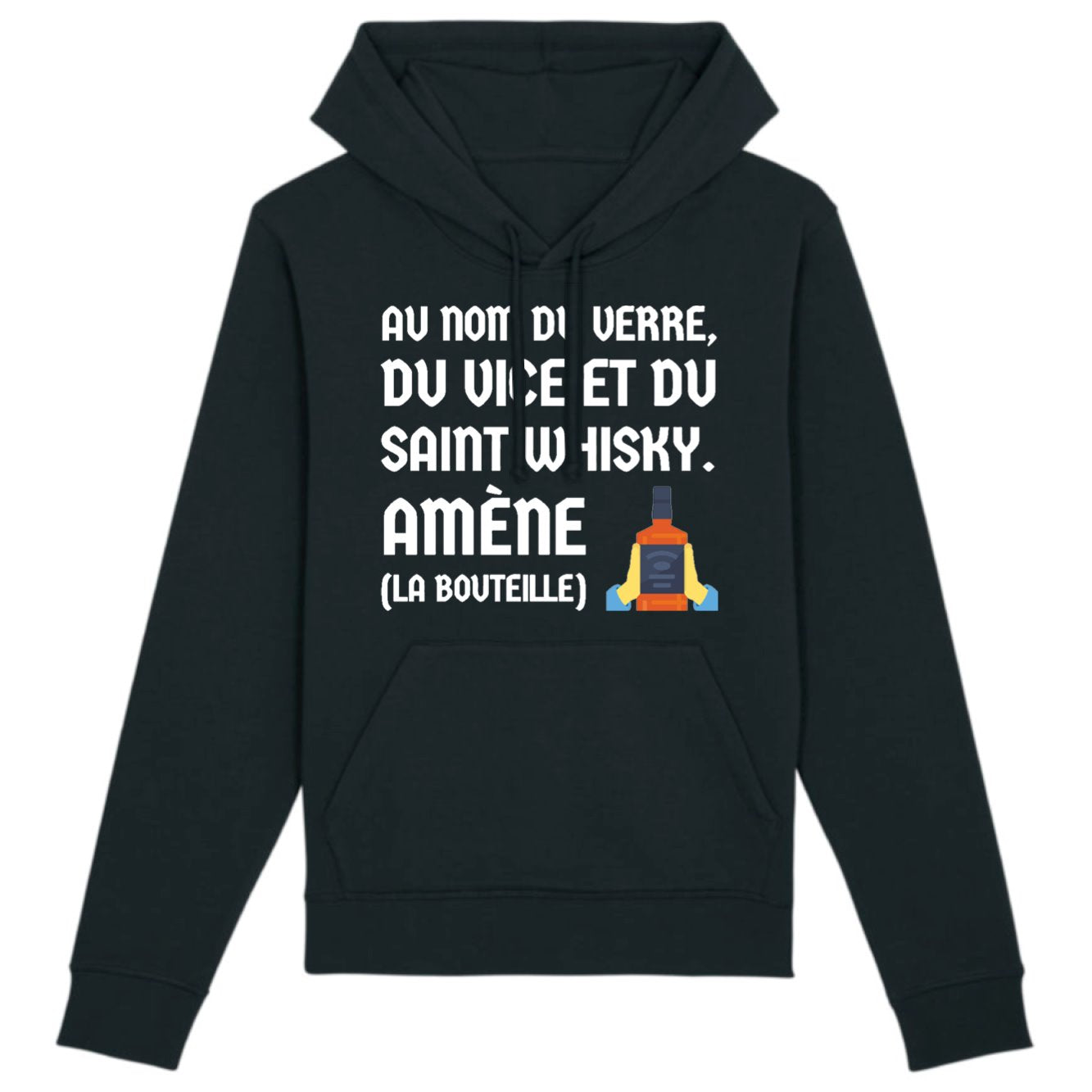 Sweat Capuche Adulte Au nom du verre du vice et du saint whisky 