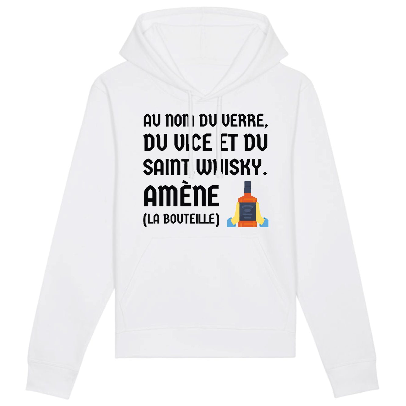 Sweat Capuche Adulte Au nom du verre du vice et du saint whisky 