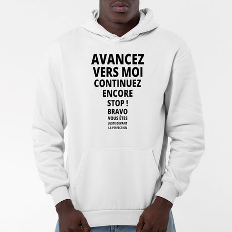 Sweat Capuche Adulte Avancez vers la perfection Blanc