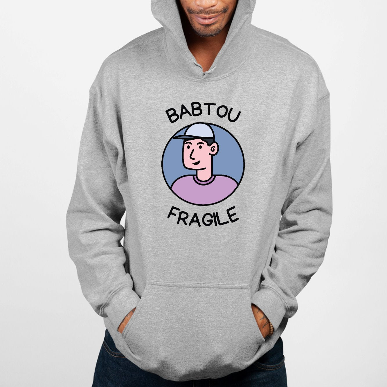 Sweat Capuche Adulte Babtou fragile Gris