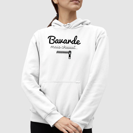 Sweat Capuche Adulte Bavarde mais chut Blanc