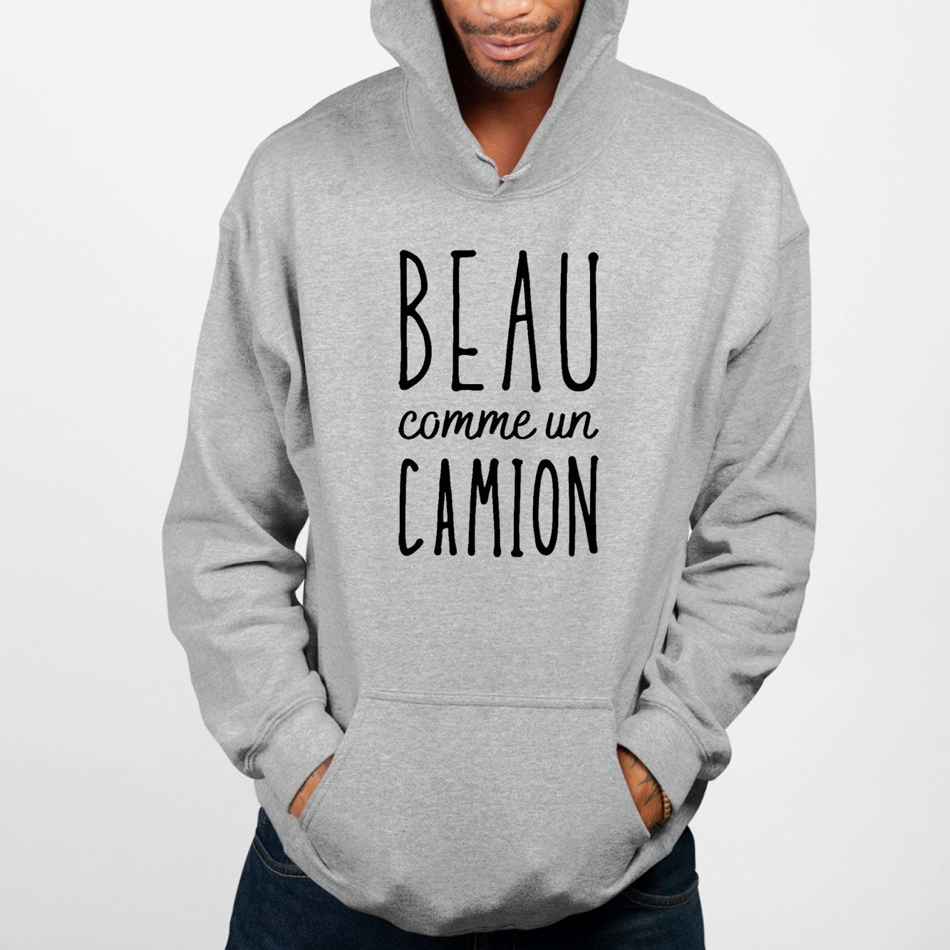 Sweat Capuche Adulte Beau comme un camion Gris