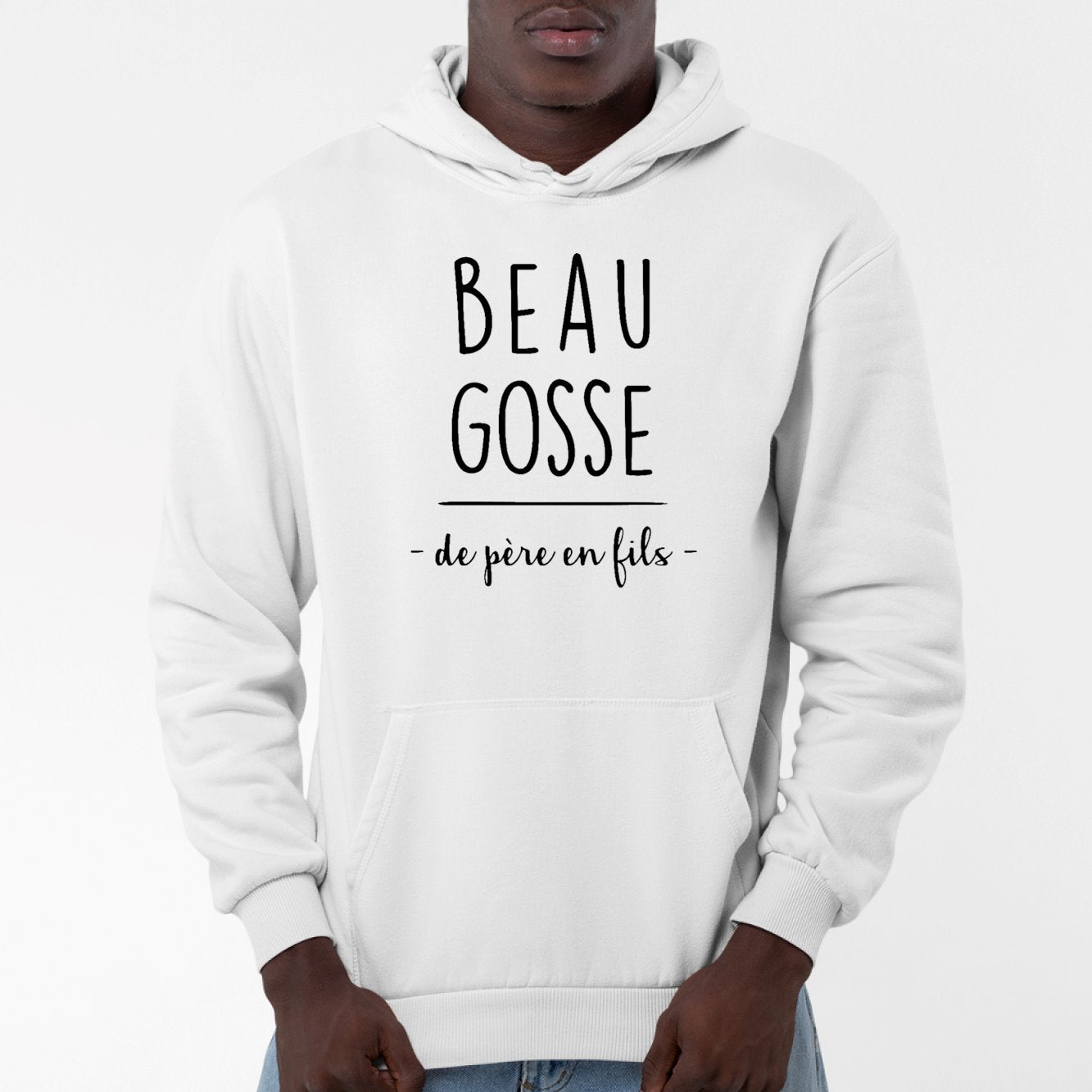 Sweat Capuche Adulte Beau gosse de père en fils Blanc