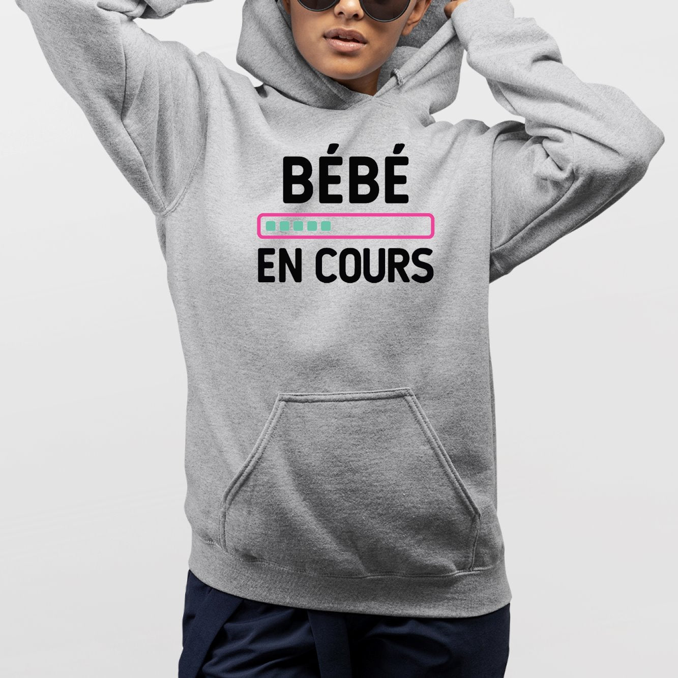 Sweat Capuche Adulte Bébé en cours Gris