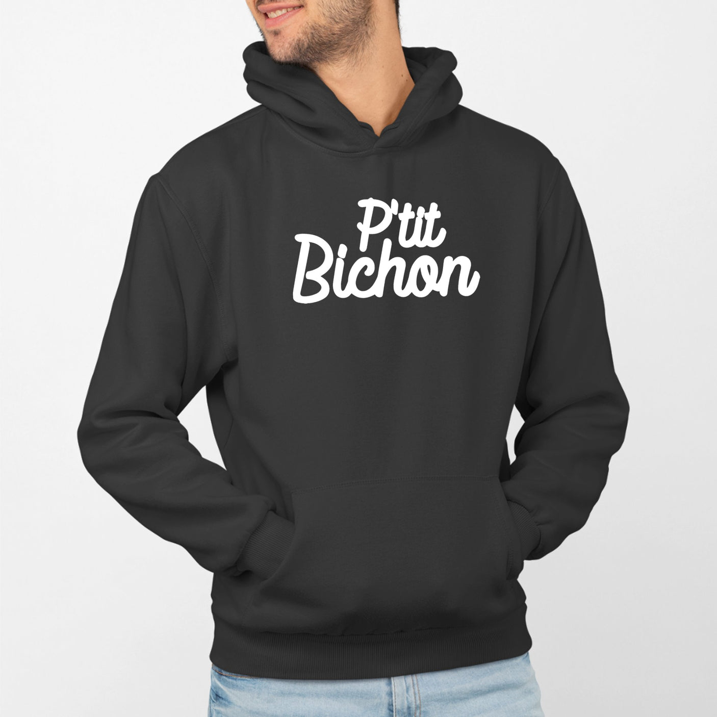 Sweat Capuche Adulte Bichon Noir