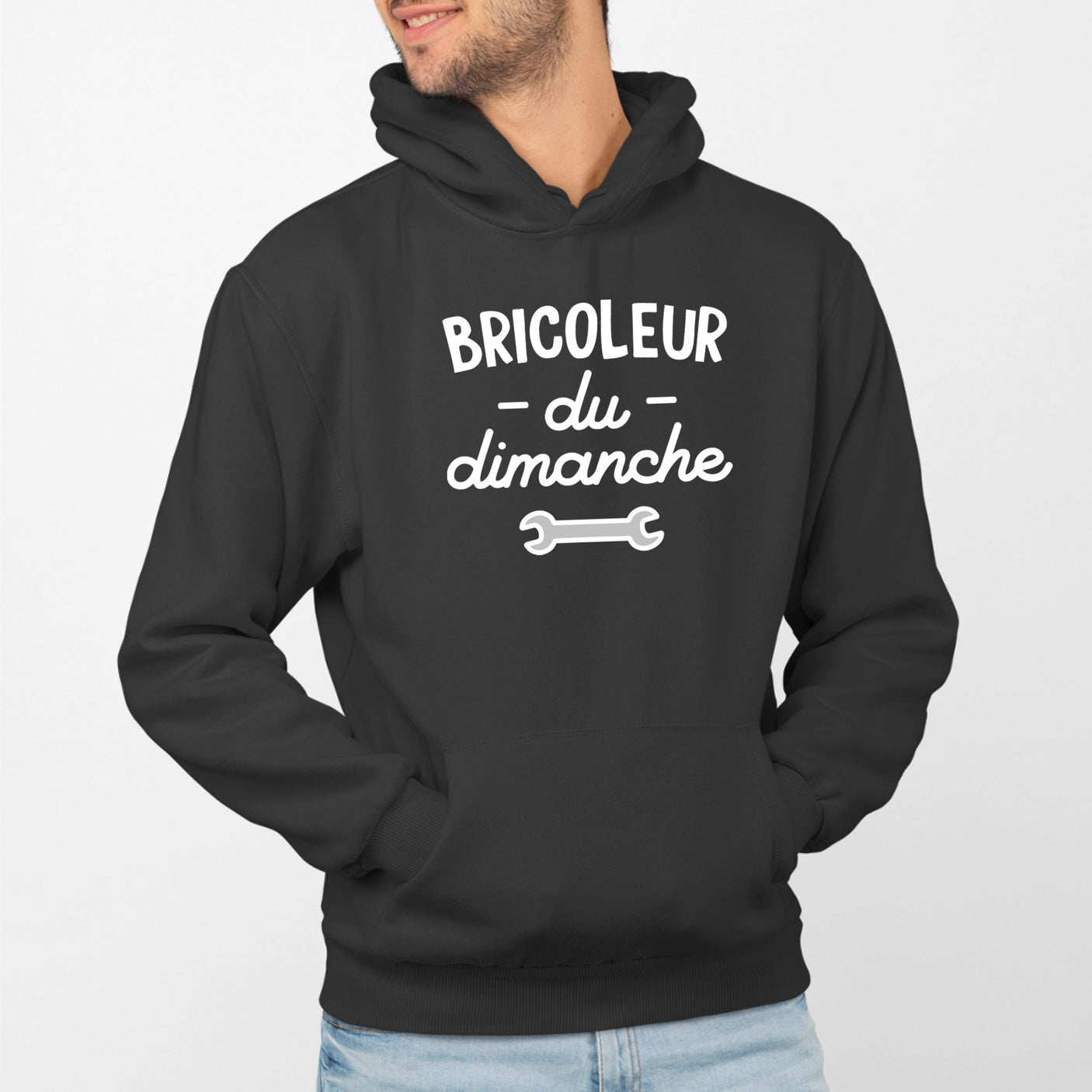 Sweat Capuche Adulte Bricoleur du dimanche Noir