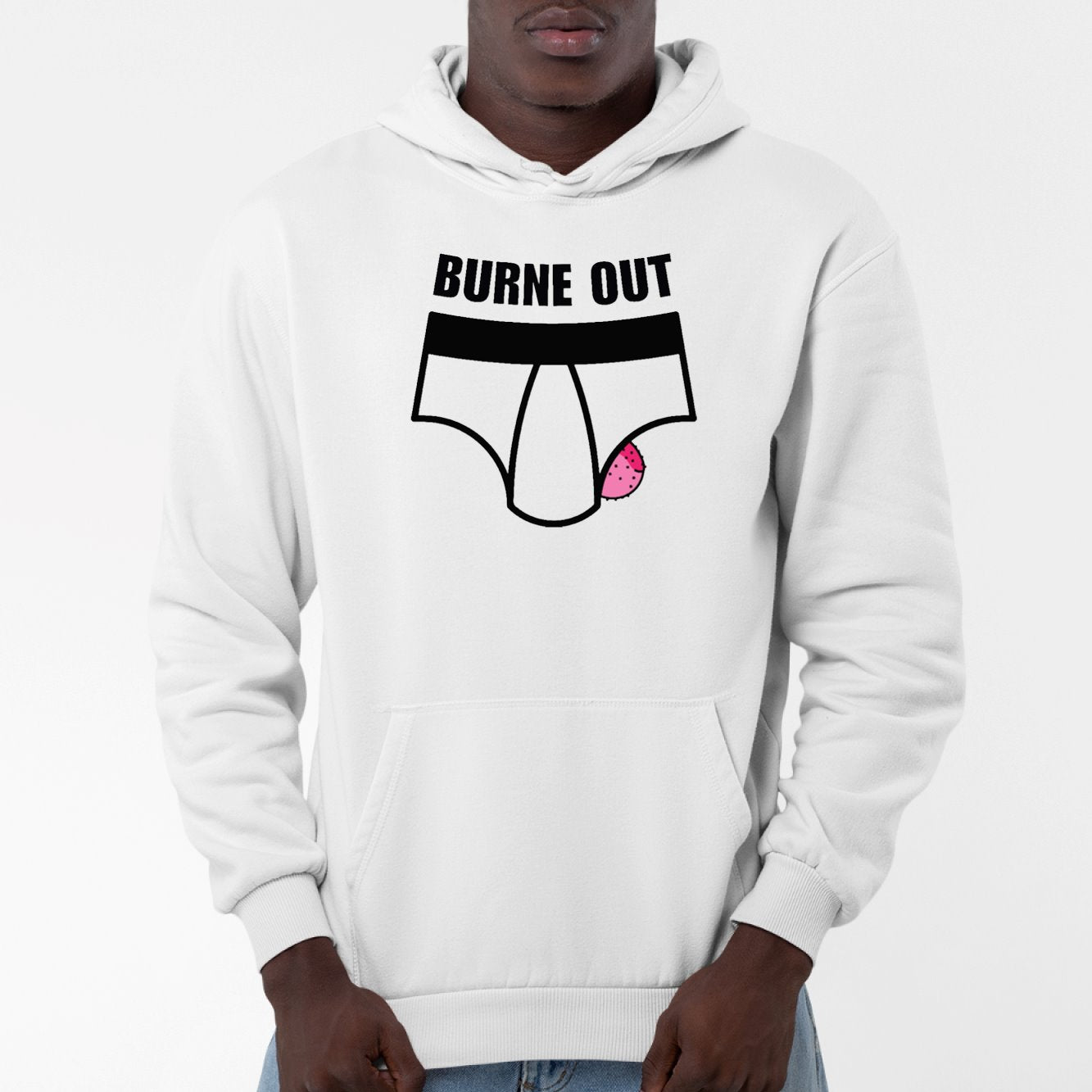 Sweat Capuche Adulte Burne out Blanc