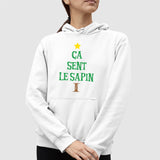 Sweat Capuche Adulte Ça sent le sapin Blanc