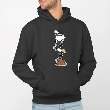 Sweat Capuche Adulte Café clope caca Noir