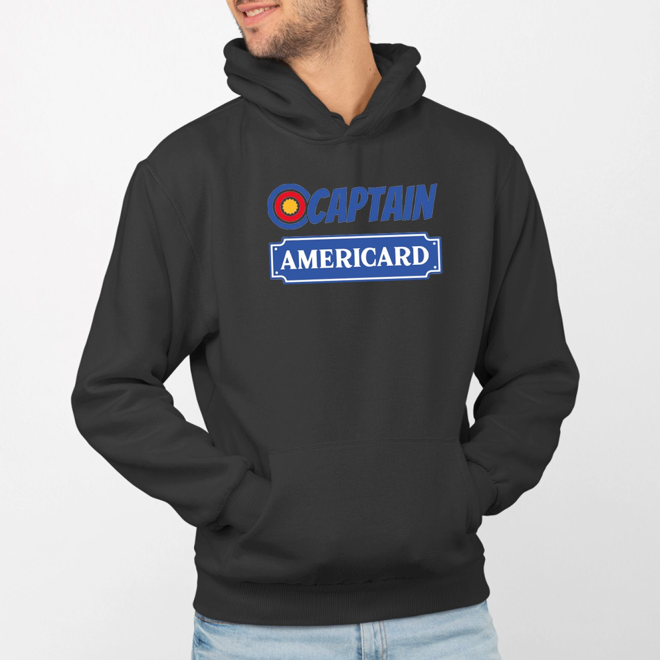 Sweat Capuche Adulte Captain Americard Noir