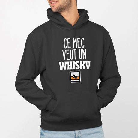 Sweat Capuche Adulte Ce mec veut un whisky Noir