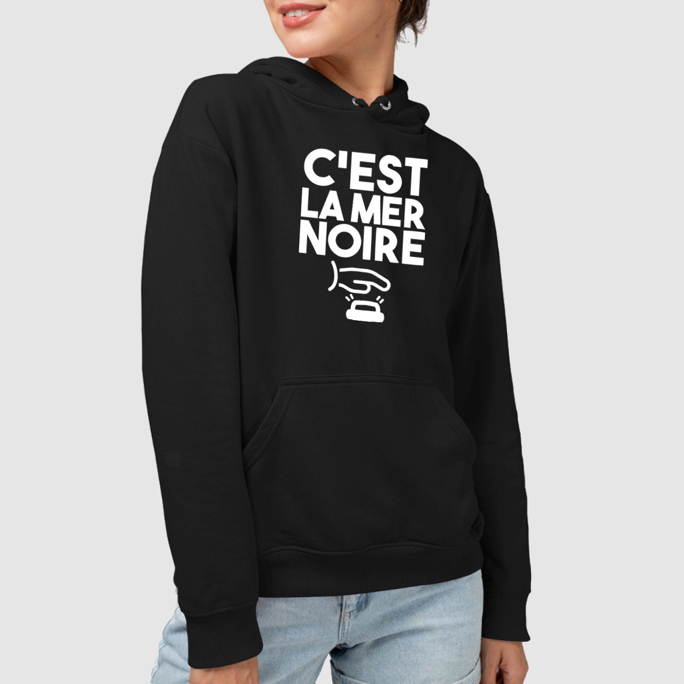 Sweat Capuche Adulte C'est la mer noire 