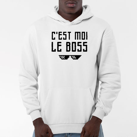 Sweat Capuche Adulte C'est moi le boss Blanc