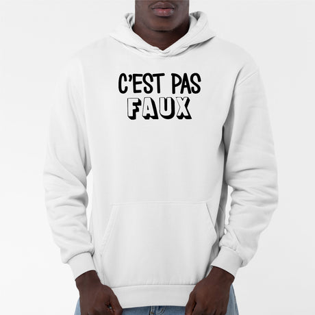 Sweat Capuche Adulte C'est pas faux Blanc