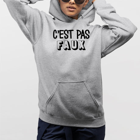 Sweat Capuche Adulte C'est pas faux Gris