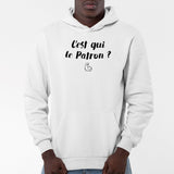 Sweat Capuche Adulte C'est qui le patron Blanc