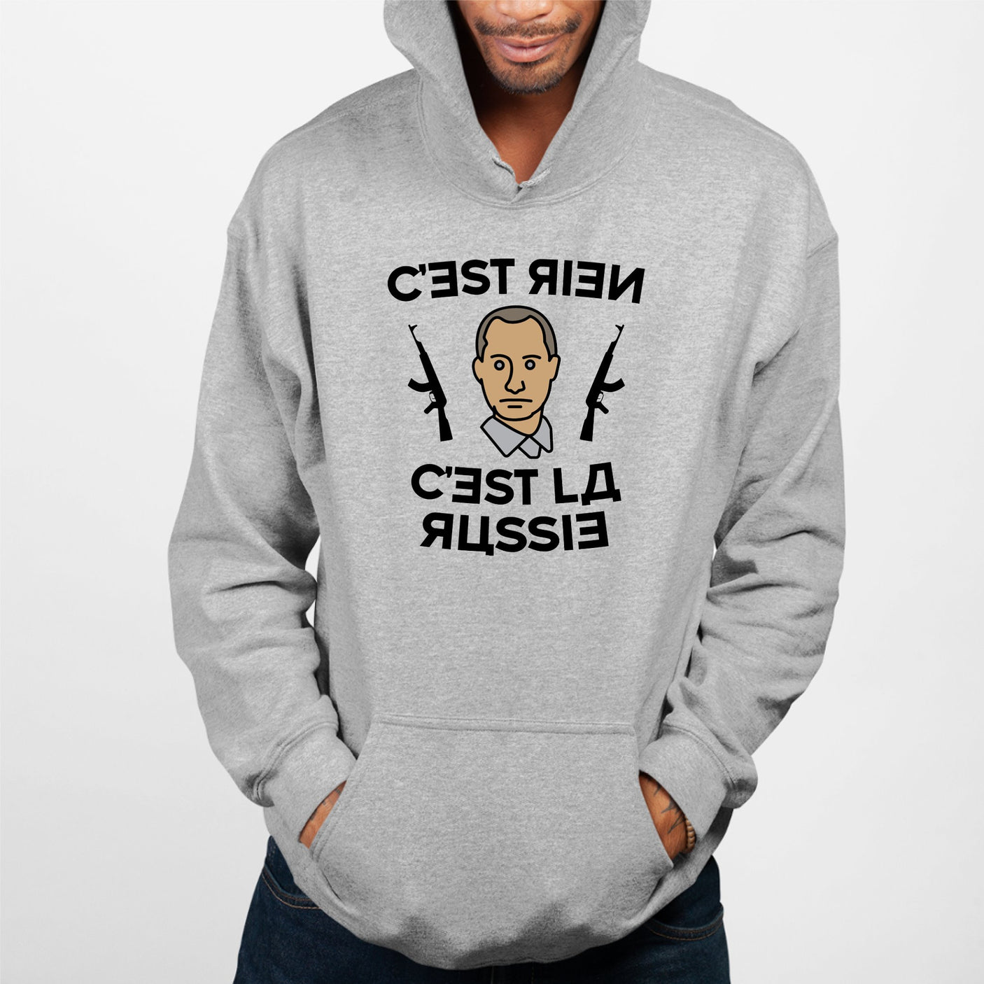 Sweat Capuche Adulte C'est rien c'est la Russie Gris