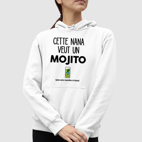 Sweat Capuche Adulte Cette nana veut un mojito Blanc