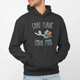 Sweat Capuche Adulte Chat plane pour moi Noir