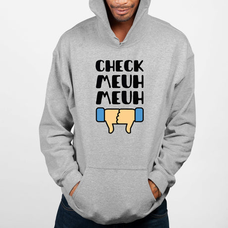 Sweat Capuche Adulte Check meuh meuh Gris