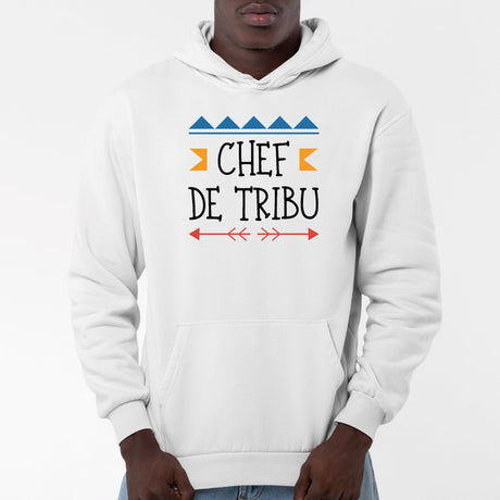 Sweat Capuche Adulte Chef de tribu Blanc