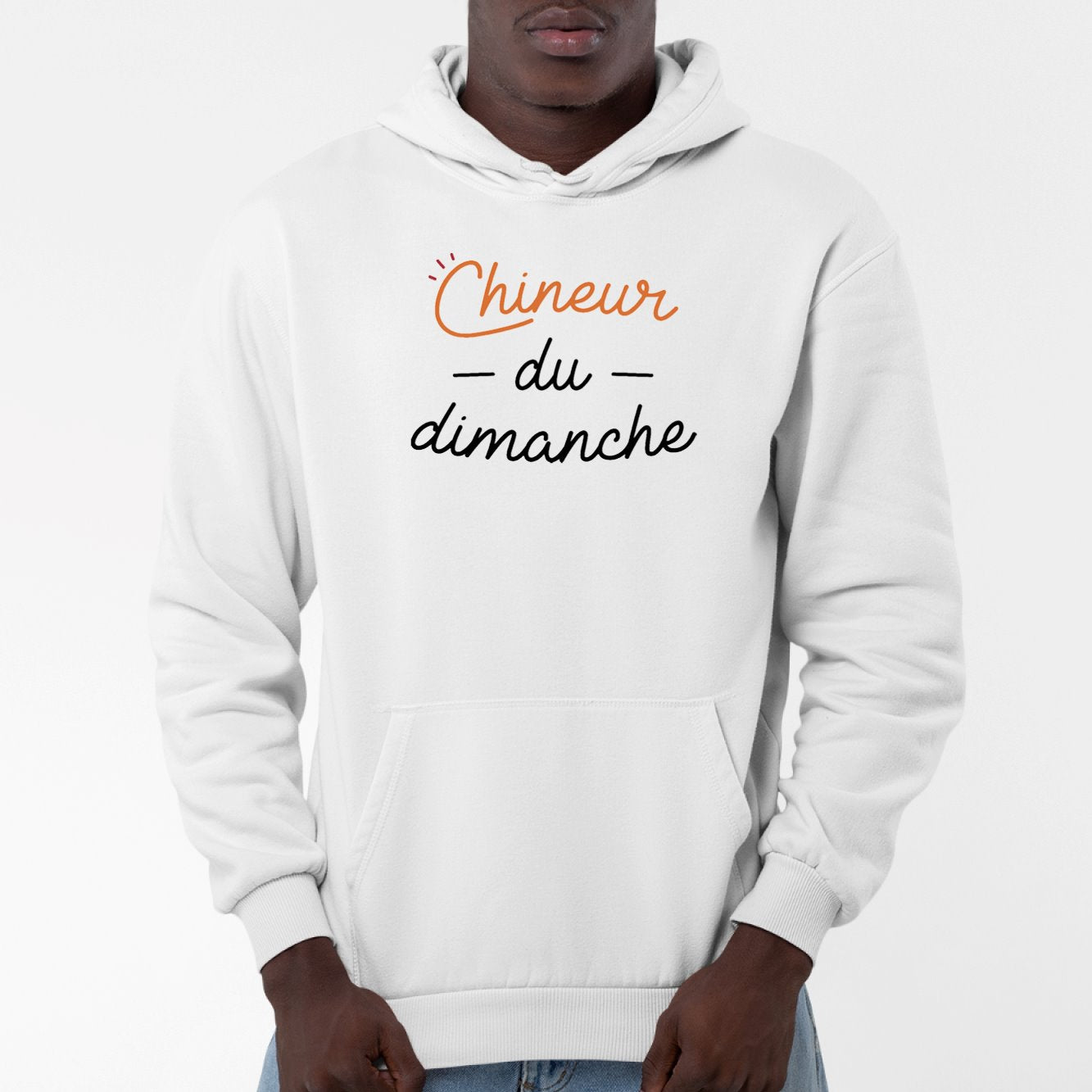 Sweat Capuche Adulte Chineur du dimanche Blanc