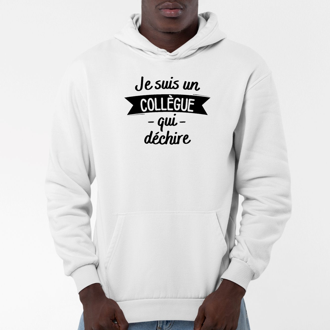 Sweat Capuche Adulte Collègue qui déchire Blanc