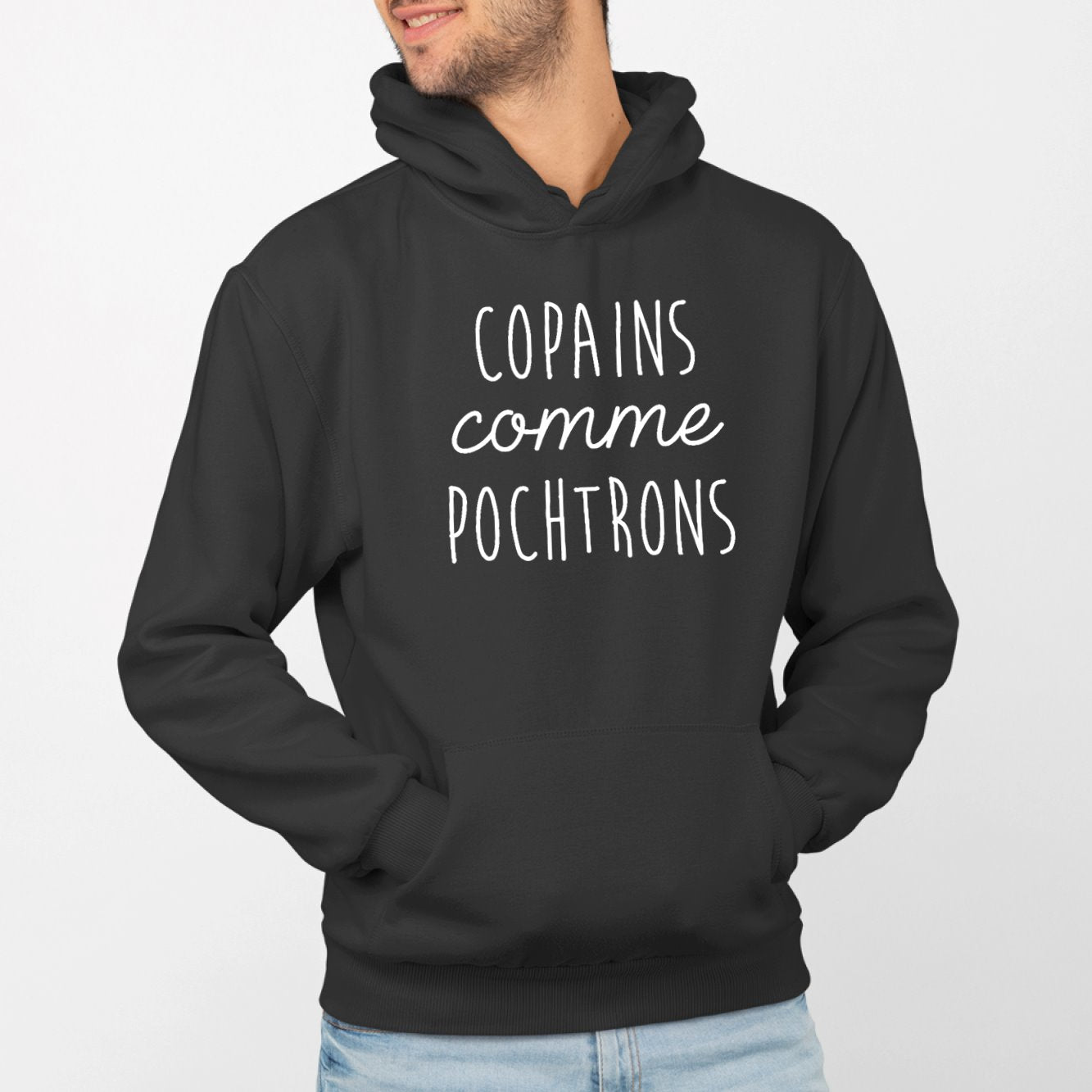 Sweat Capuche Adulte Copains comme pochtrons Noir