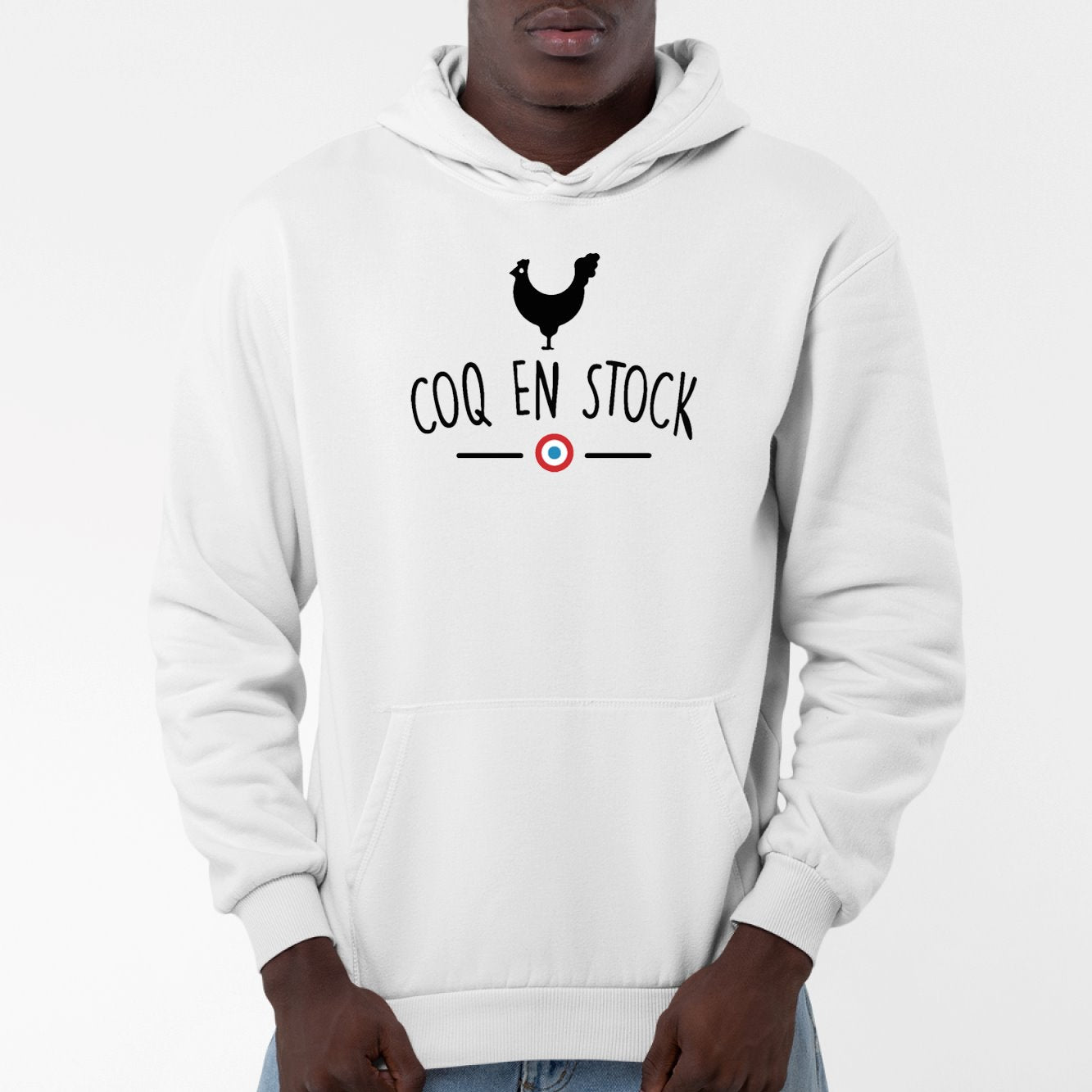 Sweat Capuche Adulte Coq en stock Blanc