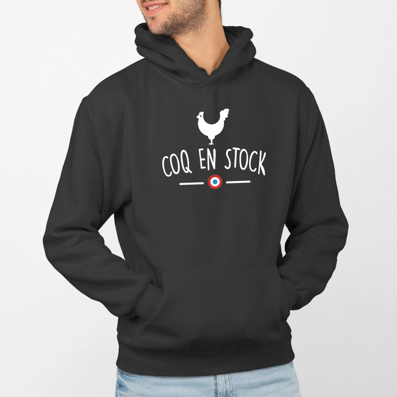 Sweat Capuche Adulte Coq en stock Noir