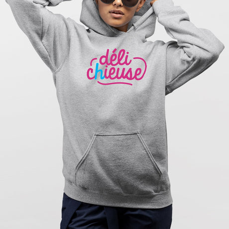 Sweat Capuche Adulte Délichieuse Gris