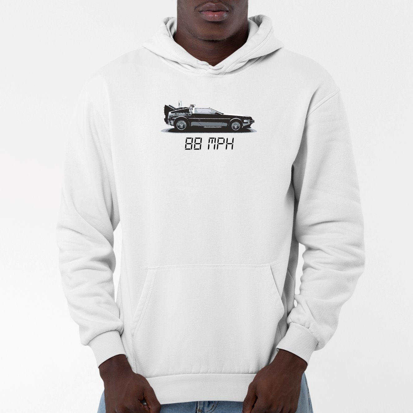 Sweat Capuche Adulte Delorean 88 MPH Blanc