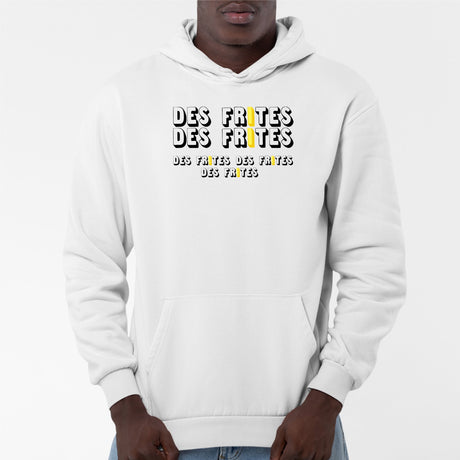 Sweat Capuche Adulte Des frites des frites Blanc