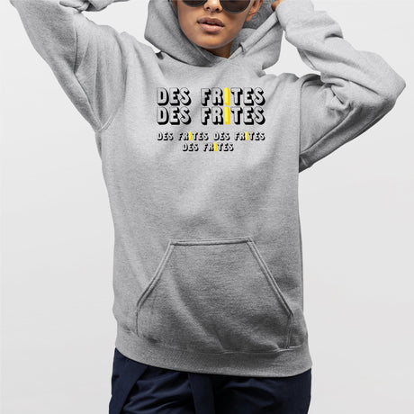 Sweat Capuche Adulte Des frites des frites Gris