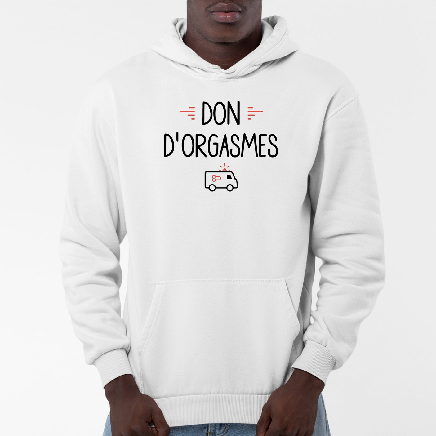 Sweat Capuche Adulte Don d'orgasmes Blanc