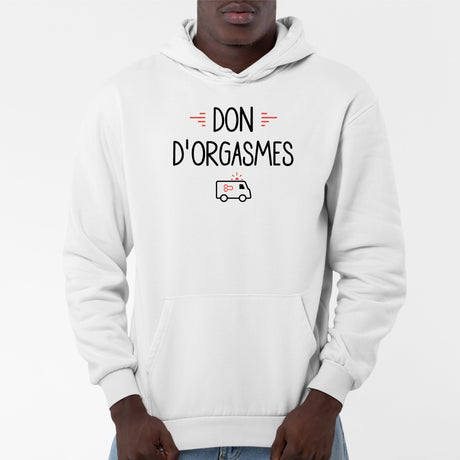 Sweat Capuche Adulte Don d'orgasmes Blanc