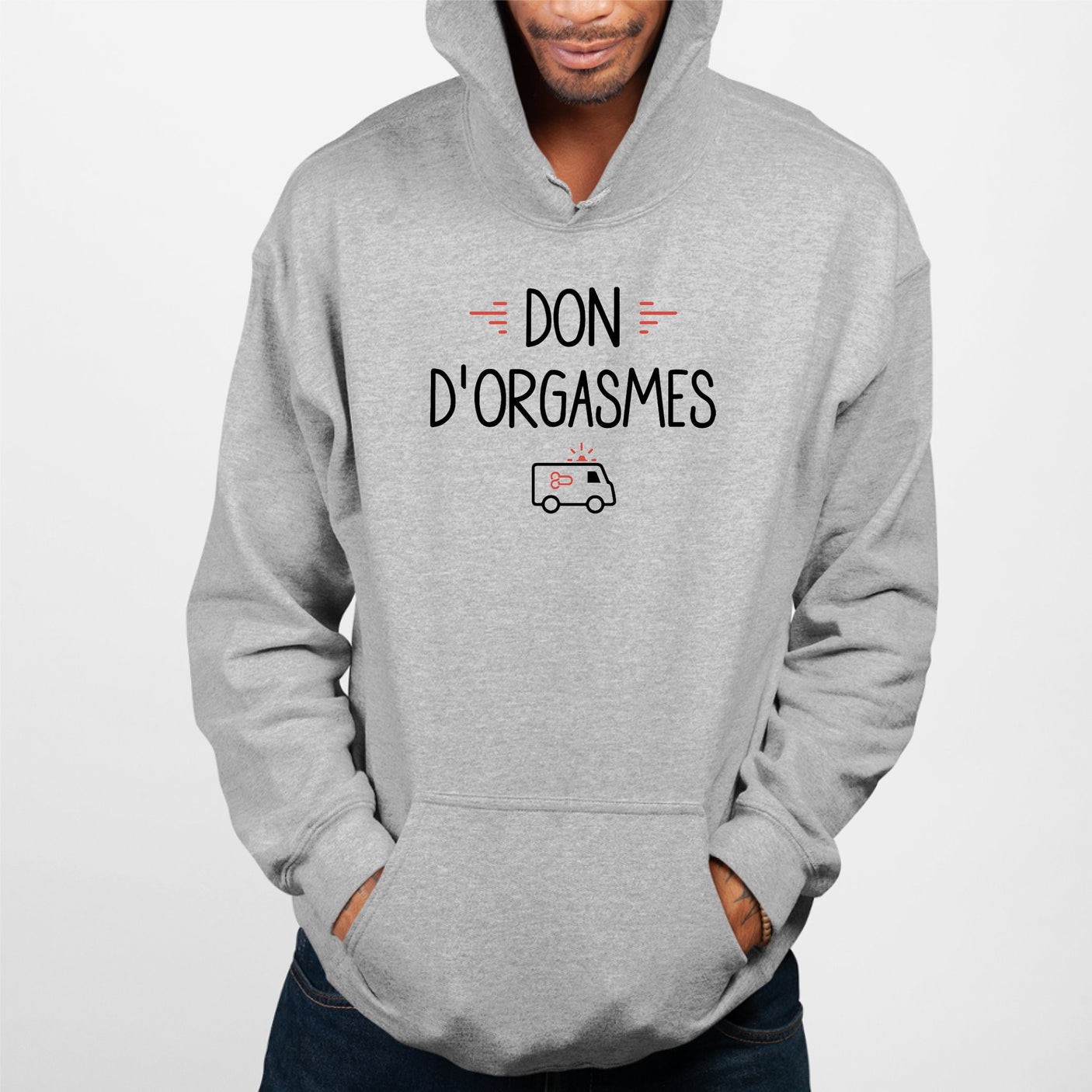 Sweat Capuche Adulte Don d'orgasmes Gris