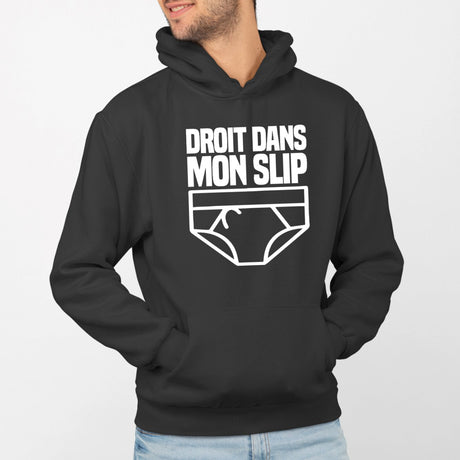 Sweat Capuche Adulte Droit dans mon slip Noir