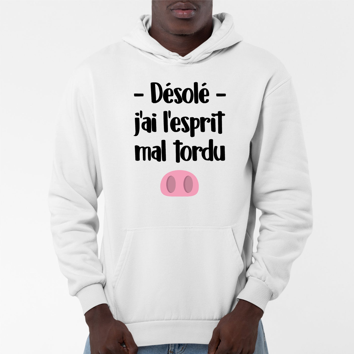 Sweat Capuche Adulte Esprit mal tordu Blanc