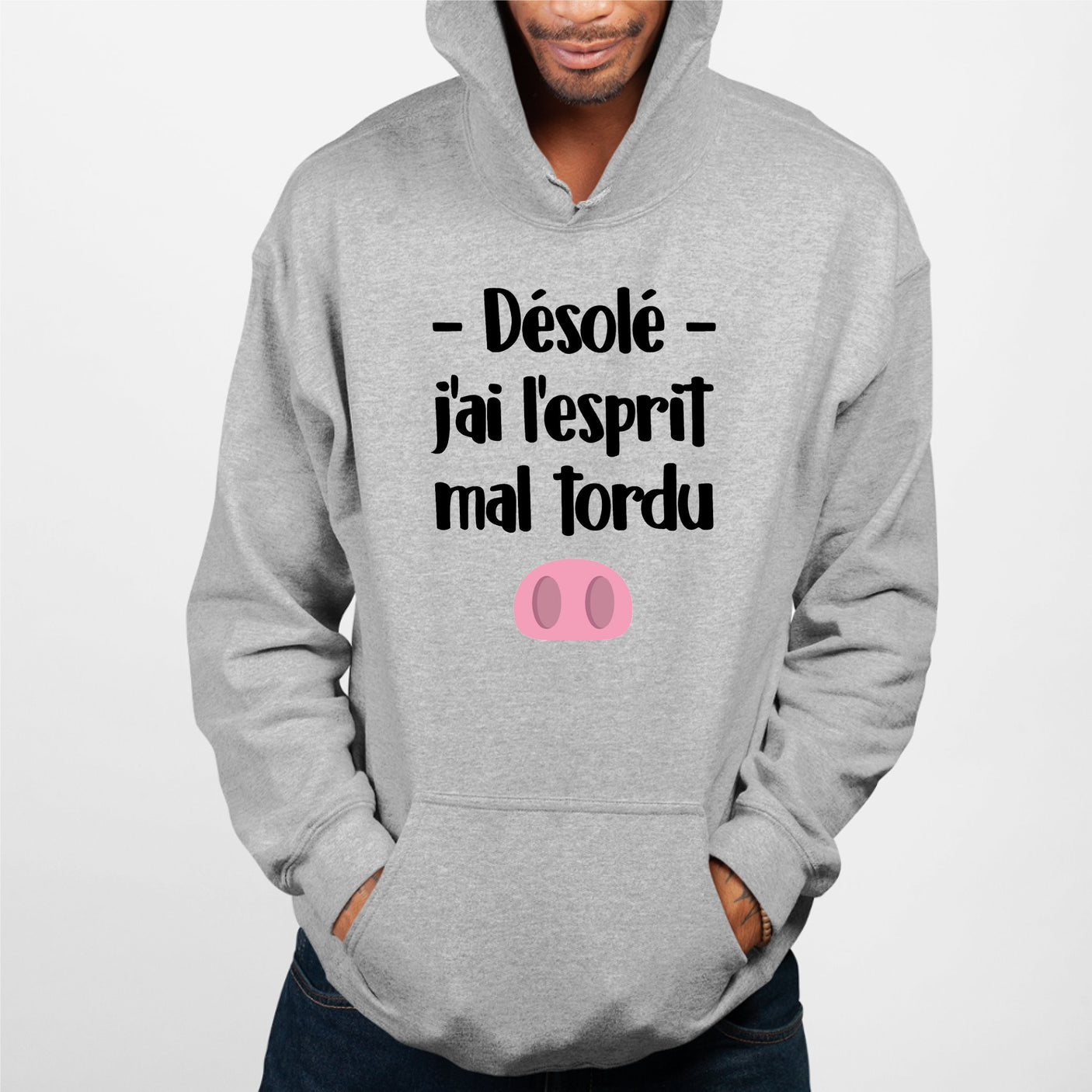 Sweat Capuche Adulte Esprit mal tordu Gris