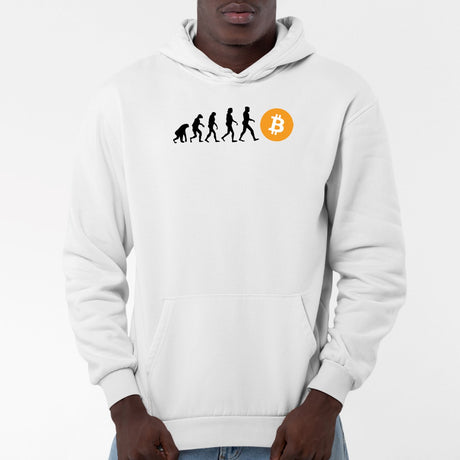 Sweat Capuche Adulte Évolution Bitcoin Blanc