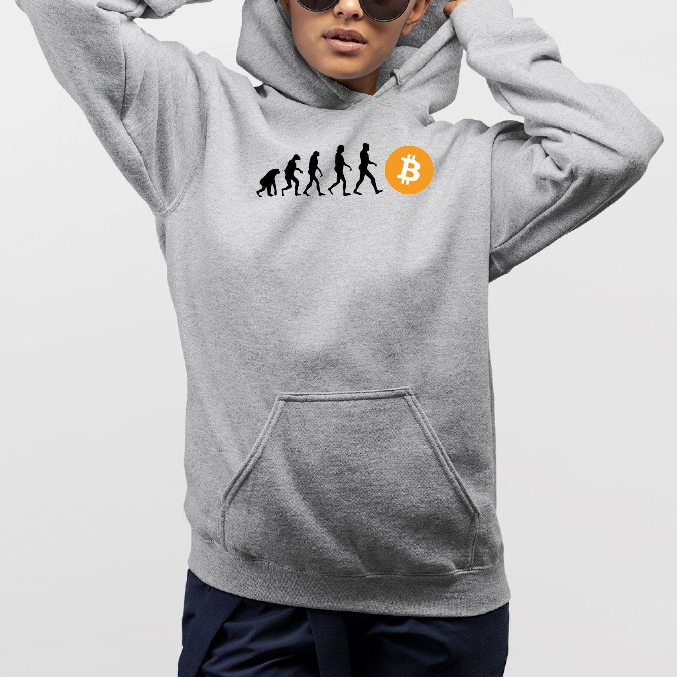 Sweat Capuche Adulte Évolution Bitcoin Gris